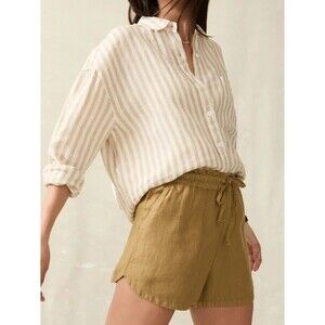 Faherty Women's Drawstring Laguna Linen Tie Waist Short  Size M  NWOT